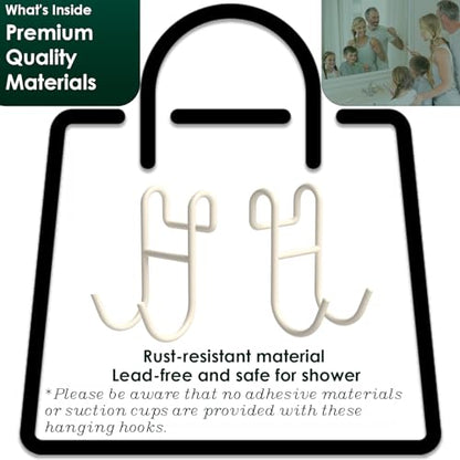 Shower Caddy Hooks, Razor Hanger for Shelf and Loofah (White - 2 Open) - color: White - 2 Open