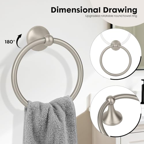 4-Piece Brushed Nickel Bathroom Hardware Accessories Set, 24 Inch Towel Bar, Towel Rack, Bathroom Towel Holder - color: Brushed Nickel