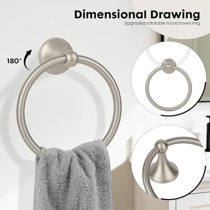 4-Piece Brushed Nickel Bathroom Hardware Accessories Set, 24 Inch Towel Bar, Towel Rack, Bathroom Towel Holder - color: Brushed Nickel