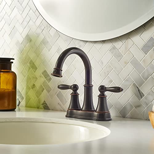Pfister Courant 4 inch Centerset 2-Handle 3-Hole Bathroom Sink Faucet with Push & Seal Drain, Tuscan Bronze Finish, WaterSense Certified Vanity Faucet LF048COYY - color: Tuscan Bronze