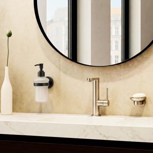 1 Pack Hand Soap Dispenser Wall Mount Bathroom Glass Soap Dispenser Pump Bottle with Stainless Steel Pump for Kitchen Bathroom Countertop (Black) - color: Black