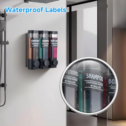 Shampoo and Conditioner Dispenser,GlintGath Shower Dispenser 3 Chamber No Drill Shampoo Dispenser for Shower Wall Mounted Shower Soap Dispenser for Bathroom Hotel,3 * 300ML,Matte Black - color: Black 3 Chamber