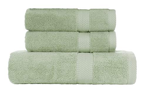 BY LORA 660 GSM Bath Towel Set of 3, 100% Ring-Spun Cotton Terry, 1 Bath Towel + 2 Hand Towels, Hotel Quality, Heavyweight Plush, Mint Green - color: Mint Green, size: 3-Piece Set