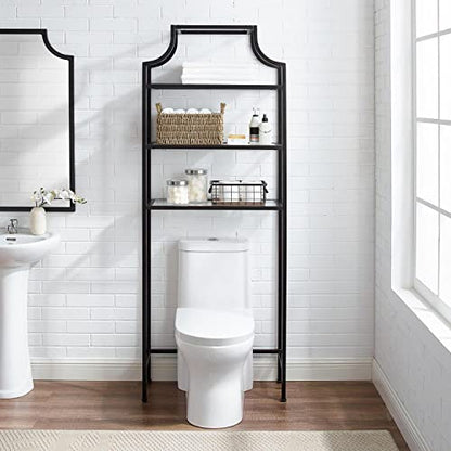 Modern Bathroom Space Saver Cabinet - Oil Rubbed Bronze, Pagoda Style Storage, Tall Linen Tower