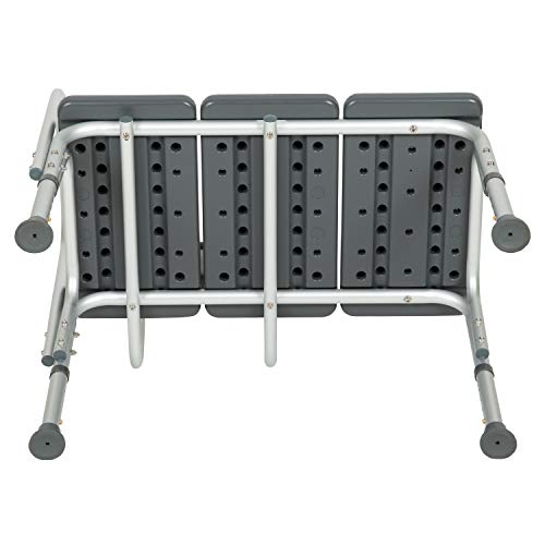 Flash Furniture HERCULES Series 300 Lb. Capacity Adjustable Gray Bath & Shower Transfer Bench with Back and Side Arm - color: Grey