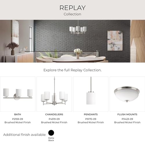 Replay Collection 3-Light Etched White Glass Modern Bath Vanity Light Brushed Nickel - color: Brushed Nickel, size: 3-Light