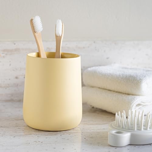 Yew Design Matte Yellow Bathroom Toothbrush Holder Cup - Round - color: Round Matte Yellow Cream