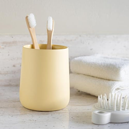 Yew Design Matte Yellow Bathroom Toothbrush Holder Cup - Round - color: Round Matte Yellow Cream