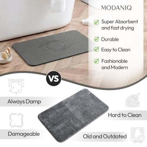 Stone Bath Mat, Non-Slip Quick-Dry, 2 Coasters Included