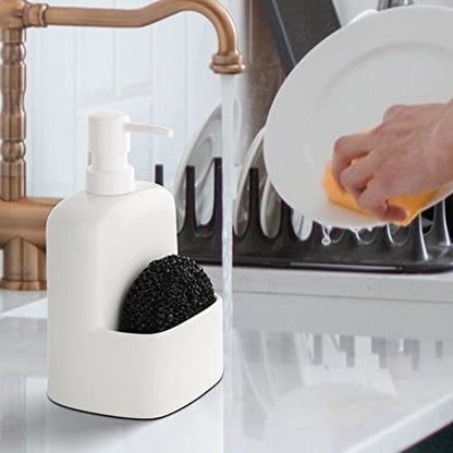 Dish Soap Dispenser - Kitchen Soap Dispenser with Sponge Holder Matte Ceramic Soap Daddy Dispenser 20oz for Kitchen (Matte White) - color: Matte White