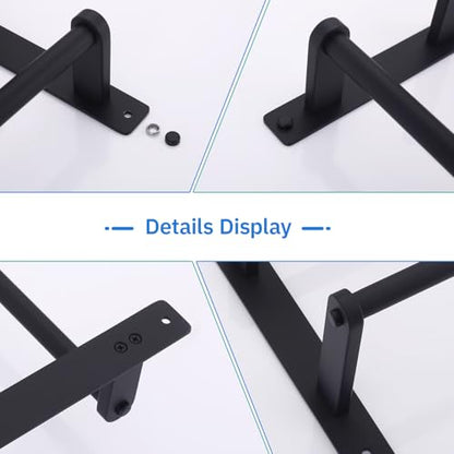 18-Inch Double Towel Rack with Hooks - Space Saving Towel Hanger, Matte Black Stainless Steel Towel bar for Bathroom Wall - color: Matte Black, size: 18-Inch