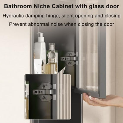 Stainless Steel Medicine Cabinet, Recessed Bathroom Niche with Glass Door, Hidden Tampon Storage Holder Wall Niche, Embedded Shower Caddy Organizer Bathroom Insert Shelf - size: Style 1