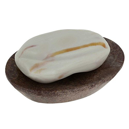 Ajuny Brown Self Draining Soap Dish, Waterfall Stone Soap Saver Tray Holder | Sloped Surface Channels Excess Moisture Away to Keep Bars Dry Durable Easy Clean Accessory for Showers Tubs and Kitchens - color: Brown
