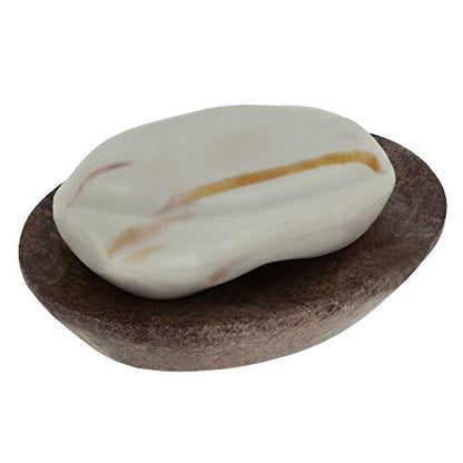 Ajuny Brown Self Draining Soap Dish, Waterfall Stone Soap Saver Tray Holder | Sloped Surface Channels Excess Moisture Away to Keep Bars Dry Durable Easy Clean Accessory for Showers Tubs and Kitchens - color: Brown