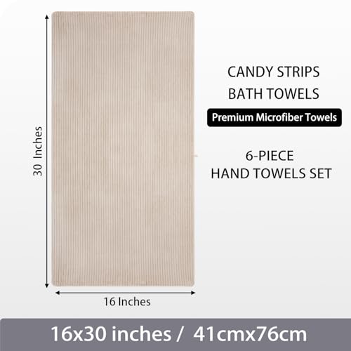 6 Pack Soft Microfiber Hand Towels for Bathroom, 16"x30", Beige | Face Towels, Highly Absorbent, Quick Dry, Low Lint, Hanging Loop, Lightweight Towels for Guest Bath, Gym, Travel & Kitchen - color: Beige