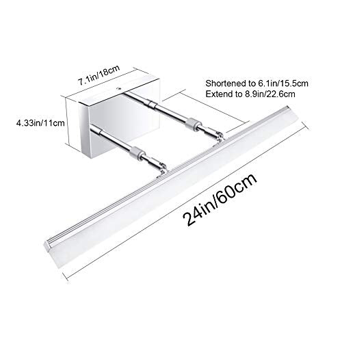 Aipsun 24 inch Modern LED Vanity Lights Adjustable Bathroom Vanity Light Fixtures Chrome Bathroom Light Fixture Over Mirror 5500K - color: Chrome, size: 23.6 in