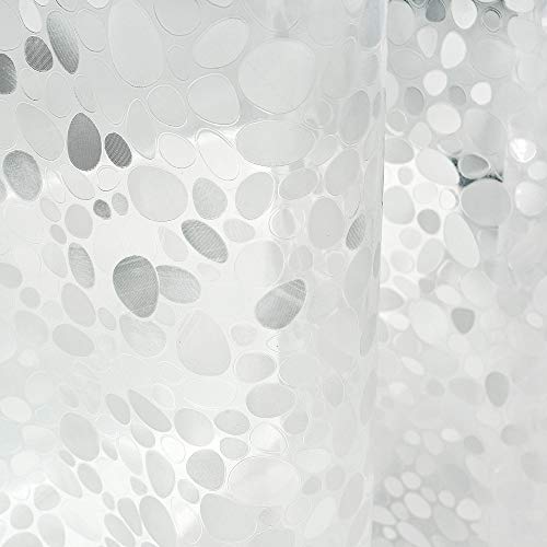EurCross EVA PVC Free Heavy Duty Shower Curtain Liner 72 x 72 inches with 3D Pebble Design, Weighted Waterproof Plastic Clear Shower Curtain for Bathroom with 5 Magnets,not Stiff - size: 72"W x 72"L (Pack of 1)