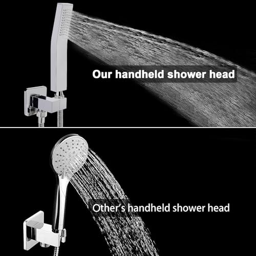 NearMoon Hand Held Shower Head, Luxury High Pressure Shower Kit with Wall Connector and Hose Set, for Bathroom Showering System Contemporary Square Style (Chrome Finish) - color: Chrome Finish