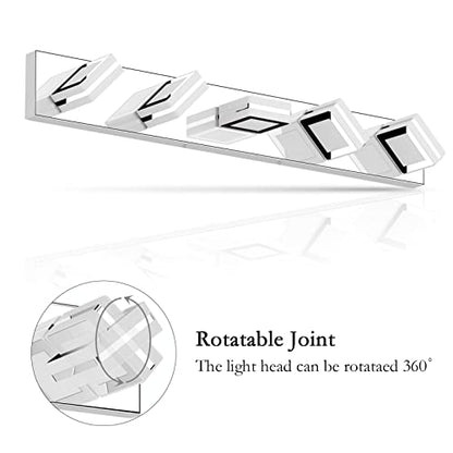 Ralbay 5 Light Modern LED Vanity Light Chrome Bathroom Light Fixtures Acrylic Up and Down Bathroom Wall Mounted Lighting Over Mirror - color: Chrome, size: 5 Light
