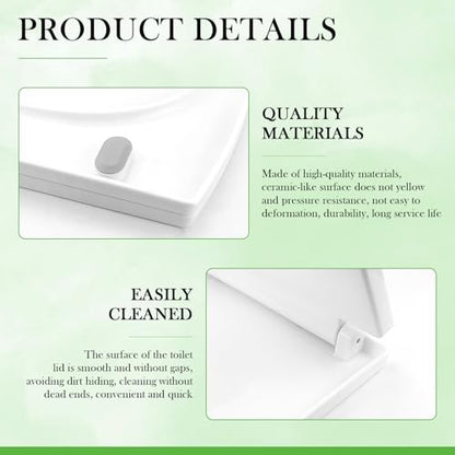 Quiet Close Toilet Seat - Slow-Close Elongated Design, Thickened PP Material (17"), Fits Standard Toilets, Easy Install, Anti-Slam (White)