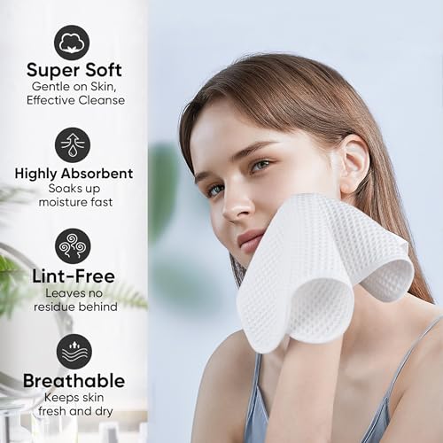 Microfiber Waffle Face Towels, 4 Pieces, Soft, Absorbent, Fast Drying, Lint Free 430 GSM (White) - color: White