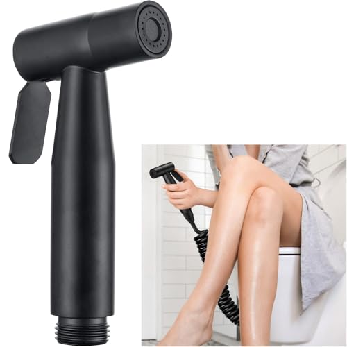 Stainless Steel Toilet Bidet Sprayer Head,Black | for Toilet,personal hygiene cleaning, bathroom cleaning, pet bathing,G1/2 interface. - color: Black