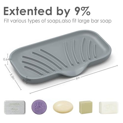 Jalopink 2 Pack Soap Holder with Drain - Self Draining Waterfall Soap Dish & Sponge Holder for Kitchen Sink Organizer, Non-Slip Dish Soap Tray for Dispenser Bottle, Gray Pink, 6x3.4 Inches