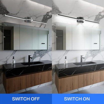 Bathroom Lighting Fixtures Over Mirror– 48 Inch Black Vanity Light for Bathroom LED Dimmable 6000K Cool White with Dual Lighting Design 26W 2080lm Modern Matte Black Aluminum - size: 48 Inch