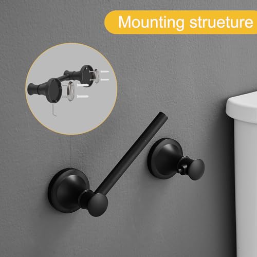 Bathroom Toilet Paper Holder Wall Mount Tissue Holder Matte Black | Rustproof Toilet Tissue Roll Holder, Flexible Double Post Pivoting Handle, Bathroom Accessories SUS304 Stainless Steel - color: Matte Black