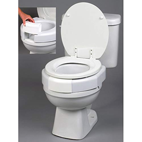 SP Ableware 37228 Secure-Bolt 3" Elevated Toilet Seat with Convertible Open/Closed Front, Plastic, White