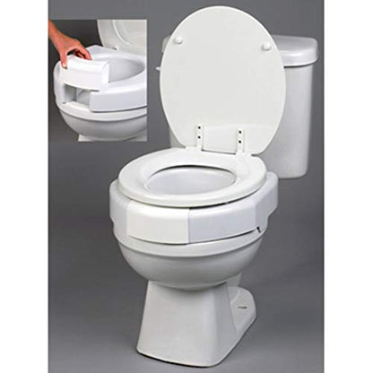 SP Ableware 37228 Secure-Bolt 3" Elevated Toilet Seat with Convertible Open/Closed Front, Plastic, White