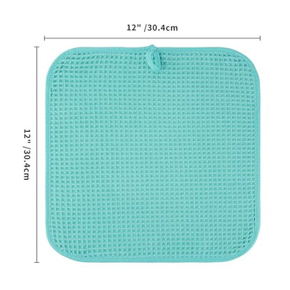 Microfiber Waffle Face Towels, 4 Pieces, Soft, Absorbent, Fast Drying, Lint Free 430 GSM (Turquoise) - color: Turquoise