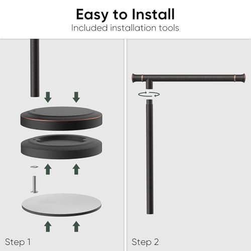 Hoimpro Hand Towel Holder Stand Bathroom Towel Bar Rack Countertop Bronze | Free Standing Towel Hanger Ring for Bathroom Kitchen Vanity Counter,13 Inch, Stainless Steel, Bath Accessories , Oil Rubber - color: Oil Rubbed Bronze