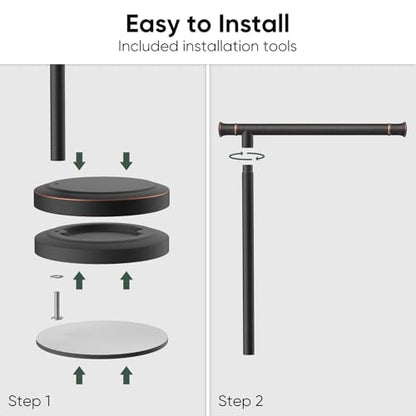 Hoimpro Hand Towel Holder Stand Bathroom Towel Bar Rack Countertop Bronze | Free Standing Towel Hanger Ring for Bathroom Kitchen Vanity Counter,13 Inch, Stainless Steel, Bath Accessories , Oil Rubber - color: Oil Rubbed Bronze