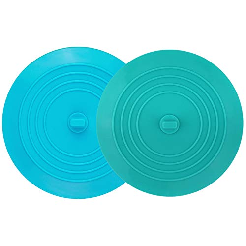 tifanso 2PCS 6" Silicone Bathtub Drain Stopper & Hair Catcher for Bathroom | Strong Suction Leak-Proof Seal, Prevents Hair Clogs, Easy to Clean, Fits Kitchen & Laundry Drains, Durable Universal Fit - color: Teal+aqua