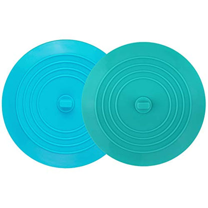 tifanso 2PCS 6" Silicone Bathtub Drain Stopper & Hair Catcher for Bathroom | Strong Suction Leak-Proof Seal, Prevents Hair Clogs, Easy to Clean, Fits Kitchen & Laundry Drains, Durable Universal Fit - color: Teal+aqua