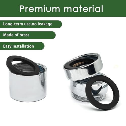 2 Pcs 360 Degree Swivel Faucet Adapter,Faucet Swivel Adapter Kit,With Flat Gasket,Fine Thread,For Bathroom Kitchen(M22 x 1mm Male To M24 x 1mm Female)