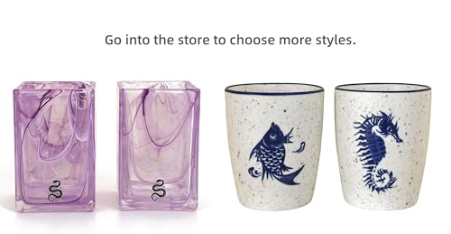 2 piece Simple Transparent Glass Toothbrush Cup and Holder Set | Glass material,Thick heavy base,Can be used as toothbrush holder, pen holder, rinse your mouth etc.