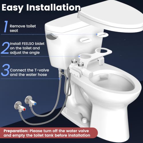 FEELSO Bidet Attachment for Toilet with Filter, Hot & Cold Toilet Bidet | Ultra-Slim & Non-Electric Bidet Sprayer, Self-Cleaning Dual Nozzle (Frontal/Rear Wash), Adjustable Water Pressure - style: Hot&Cold