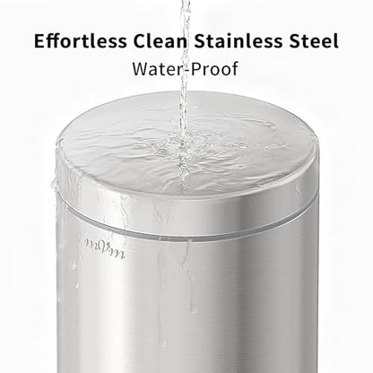 mVm Small Trash Can,1.3 Gallon/5 Lliter Step Bathroom Trash Can with Lid and Foot Pedal,Anti-Fingerprint,Soft-Close.Round Brushed Stainless Steel Garbage Can for Bathroom,Office,Living Room (Silver) - color: Silver, size: 1.3Gal/5L