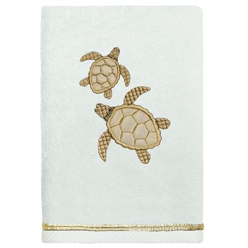 Jewel 4-Piece Premium Towel Set, Embroidered Turtles, Plush Turkish Cotton, Durable & Quick Dry, Elegant Beach Style, 2 Bath 2 Hand Towels, Aqua - color: Aqua, size: 2 Pcs Bath 2 Pcs Hand Towel