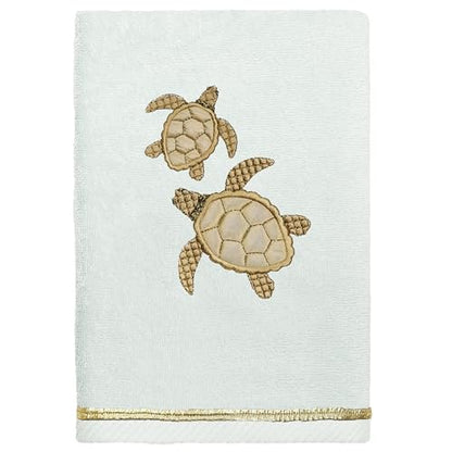 Jewel 4-Piece Premium Towel Set, Embroidered Turtles, Plush Turkish Cotton, Durable & Quick Dry, Elegant Beach Style, 2 Bath 2 Hand Towels, Aqua - color: Aqua, size: 2 Pcs Bath 2 Pcs Hand Towel
