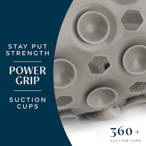 SlipX Solutions 39"x16" Power Grip Non Slip Bathtub Shower Mat, Tan | Stronger Wet Surface Protection, Soft Under Foot, 265+ Suction Cups, Large Drainage Holes - color: Solid Tan
