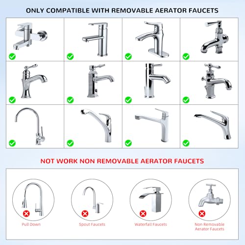 Hibbent 2 PACK Faucet to Dishwasher Adapter, Quick-Connect Dishwasher Snap-On Connection, with Swivel Ball Joint and Faucet Aerator, Male 15/16 Inch and Female 55/64 Inch, Brushed Nickel - color: Brushed Nickel