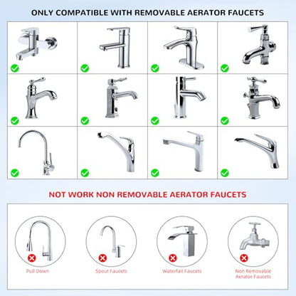 Hibbent 2 PACK Faucet to Dishwasher Adapter, Quick-Connect Dishwasher Snap-On Connection, with Swivel Ball Joint and Faucet Aerator, Male 15/16 Inch and Female 55/64 Inch, Brushed Nickel - color: Brushed Nickel