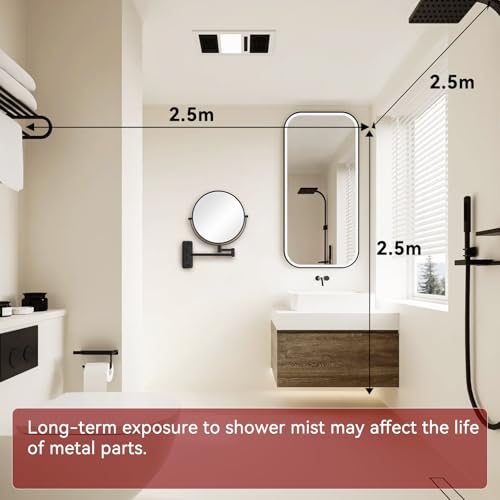 Wall Mounted Magnifying Makeup Mirror, 8 Inch 1X/20X Bathroom Shaving Mirror with Extendable Arm, 360° Swivel Double Sided Wall Mount Mirror for Makeup, Shaving and Grooming, Black