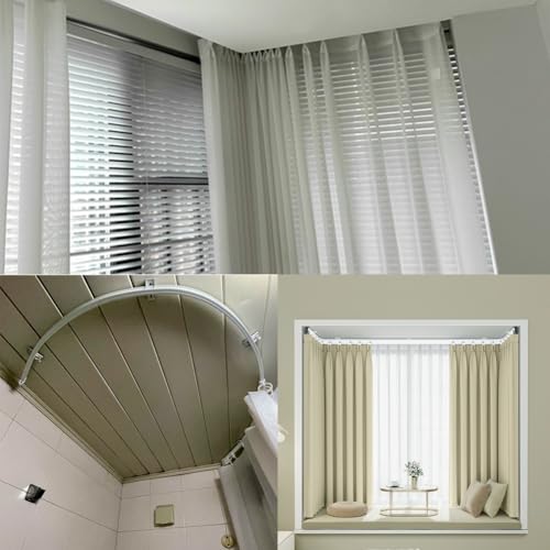 Flexible Bendable Curtain Track Ceiling Or Wall Mount Curtain Rail for Bay Window Room Divider RV Shower Curtain 220/280/350/450/500cm Curved Curtain Rod(8.9 FT) - size: 8.9 FT