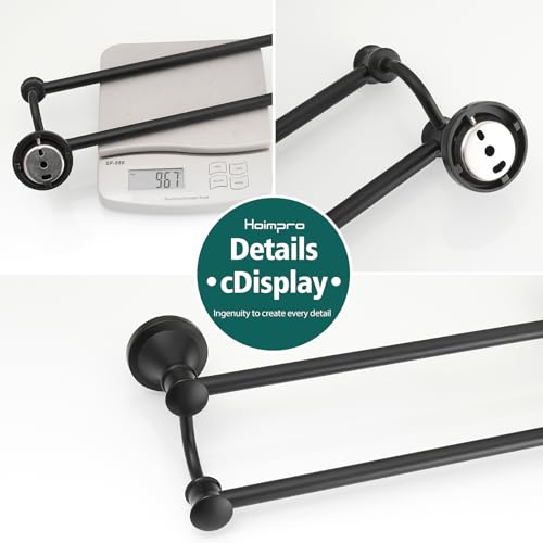 Hoimpro Double Towel Bar Towel Rack for Bathroom Holder Wall Mounted Black | Adjustable 16-26 In,Matte Black Wall Mounted, Stainless Steel, Rustproof, Towel Bar Rod Hanger Hardware Accessories Hotel - color: Black