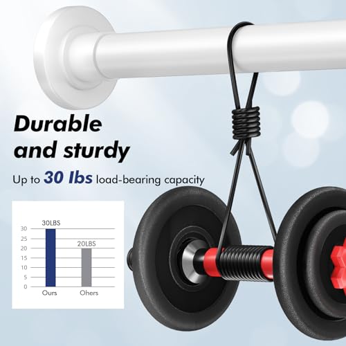 White Shower Curtain Rod Tension 30 to 92 Inch,1 Inch Diameter Adjustable Tension Curtain Rod No Drilling,Shower Rods for Bathroom,No Rust - color: White, size: 30" to 92"