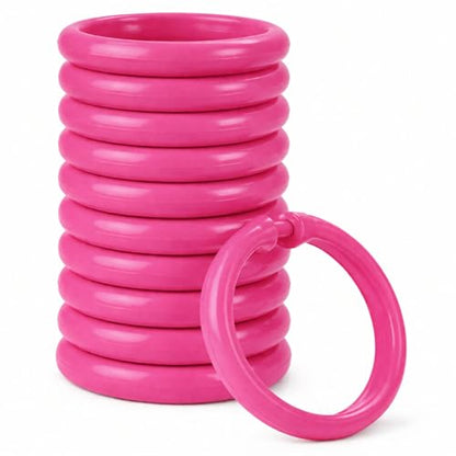 12 Piece Plastic Basic Locking Round Hook Easy Gliding Shower Curtain Rings Fits All Standard Size Shower Rods (Neon Pink) - color: Neon Pink